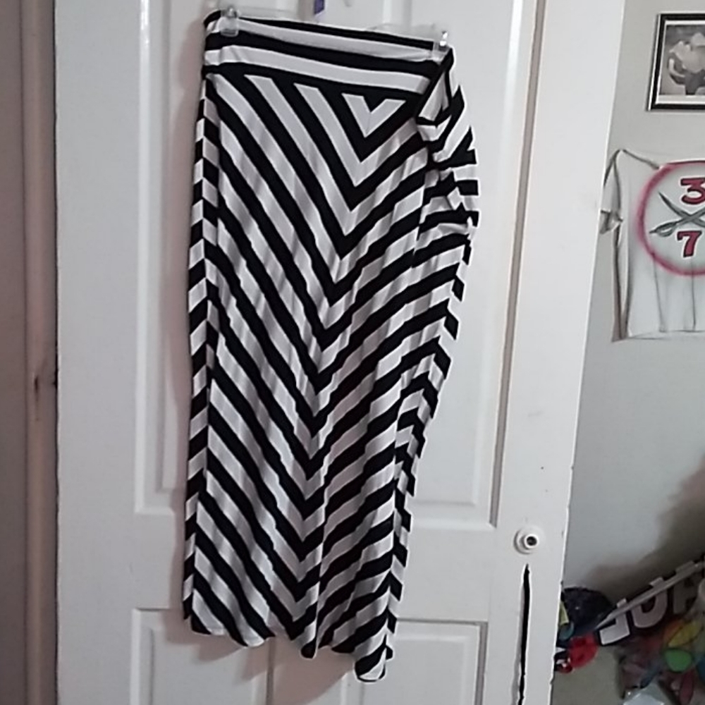 Black and white striped skirt